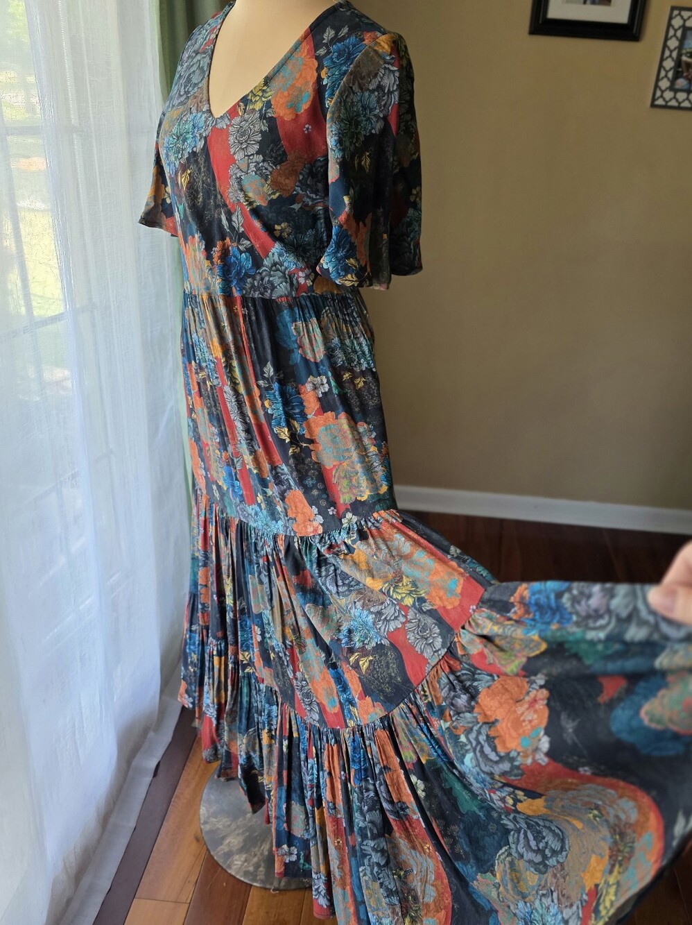 Soft Surroundings Mirabelle Floral Patchwork Viscose Maxi Dress Medium Petite MP